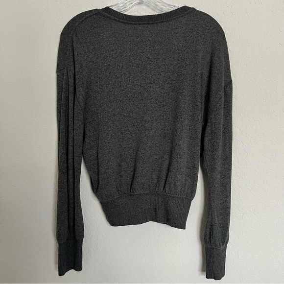 Anthropologie Grey Rocio Surplice Knit Sweater Top Size Small Cozy Balletcore - Picture 3 of 6